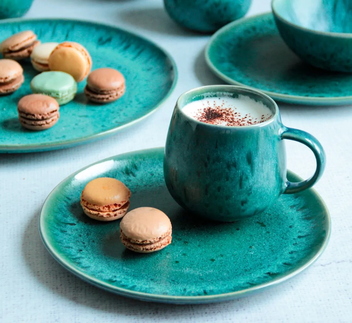 Die moderne Hausfrau Kaffeebecher-Set, Steinzeug Carellia Blau