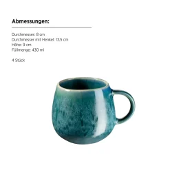 Die moderne Hausfrau Kaffeebecher-Set, Steinzeug Carellia Blau