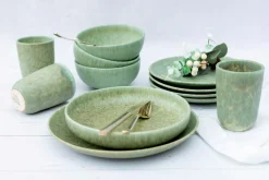 Die moderne Hausfrau Kaffeebecher-Set, Steinzeug Moos'N'Stein Grün