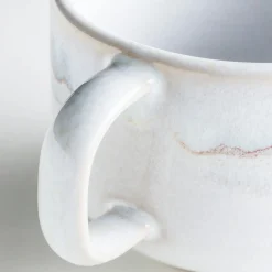 Die moderne Hausfrau Kaffeeobertassen-Set, Steinzeug TIEFER SEE Grau / Weiß