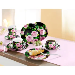 Die moderne Hausfrau Kaffee-Service "Black-Rose", 12-teilig
