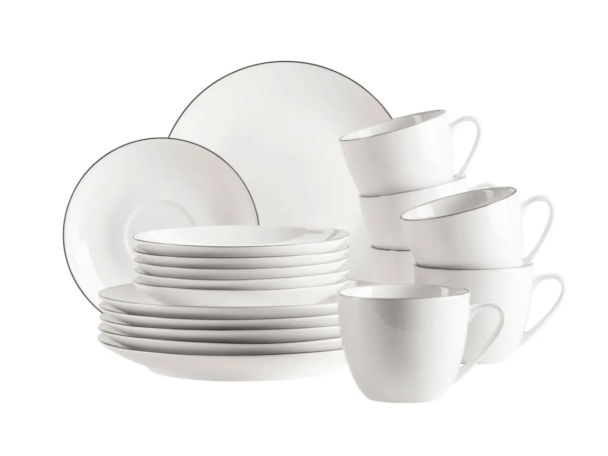 Die moderne Hausfrau Kaffeeservice, Porzellan Felise Weiß / Schwarz