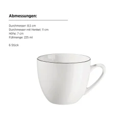 Die moderne Hausfrau Kaffeeservice, Porzellan Felise Weiß / Schwarz