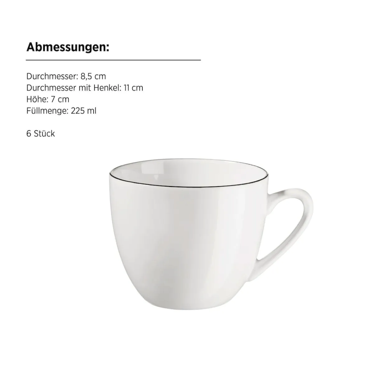 Die moderne Hausfrau Kaffeeservice, Porzellan Felise Weiß / Schwarz