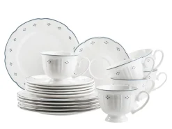 Die moderne Hausfrau Kaffeeservice, Porzellan Lova Weiß / Blau