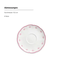 Die moderne Hausfrau Kaffeeservice, Porzellan Lova Weiß / Rot