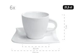 Die moderne Hausfrau Kaffeeservice, Porzellan LA MUSICA 6 x Dessertteller, 6 x Kaffeetasse, 6 x Kaffeeuntertasse