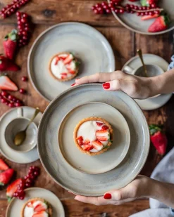Die moderne Hausfrau Kaffeeservice, Steinzeug Nebelwald