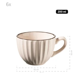 Die moderne Hausfrau Kaffeeservice, Steinzeug Osita 6 x Speisteller, 6 x Dessertteller, 6 x Müslischüssel