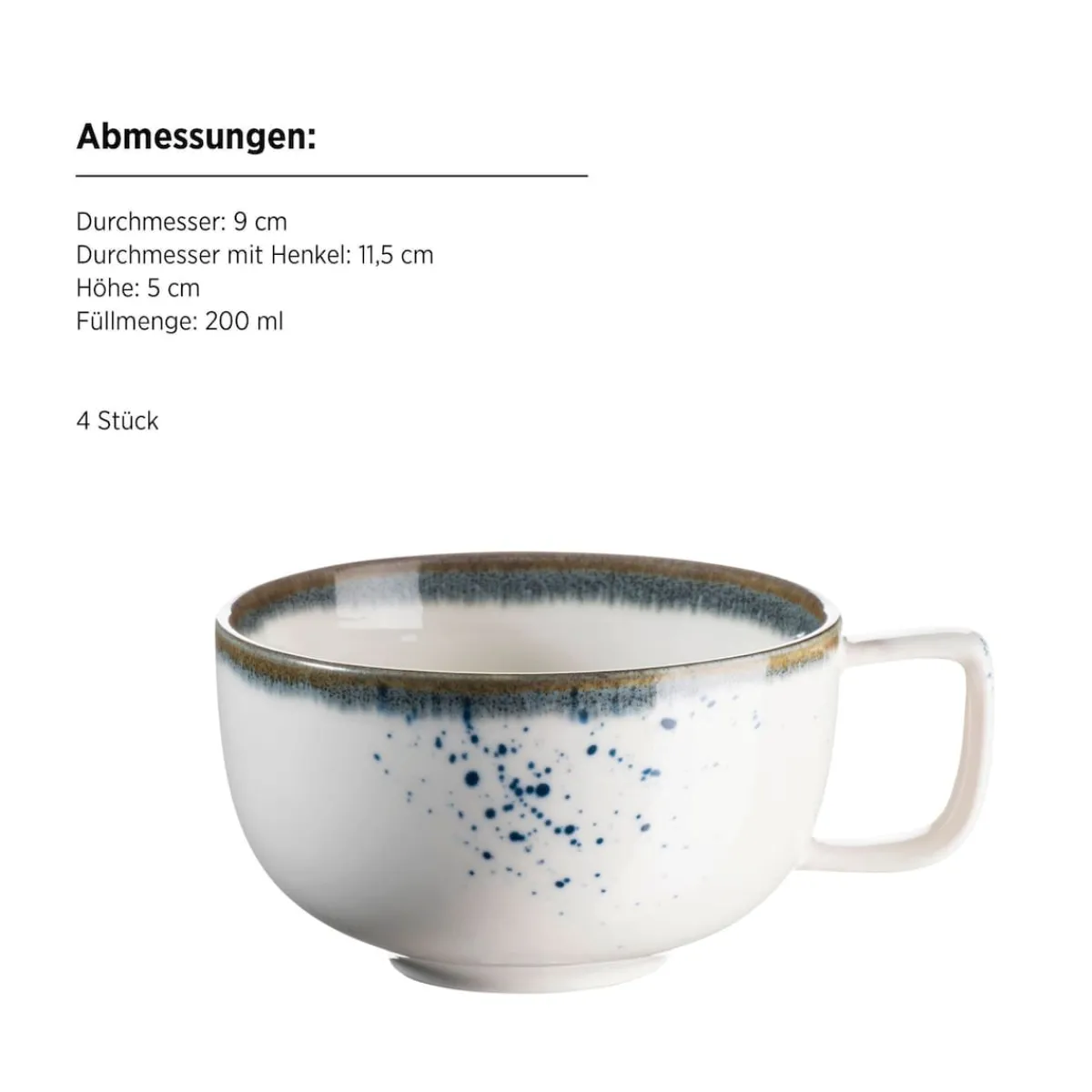 Die moderne Hausfrau Kaffeetassen-Set, Porzellan Pintar Beige / Blau