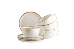 Die moderne Hausfrau Kaffeetassen-Set, Porzellan Pintar Beige / Braun