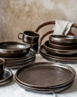 Die moderne Hausfrau Kaffeeuntertassen-Set, Steinzeug Glockenklang