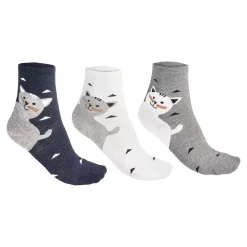 Die moderne Hausfrau Katzensocken "Lilly", 3 Paar
