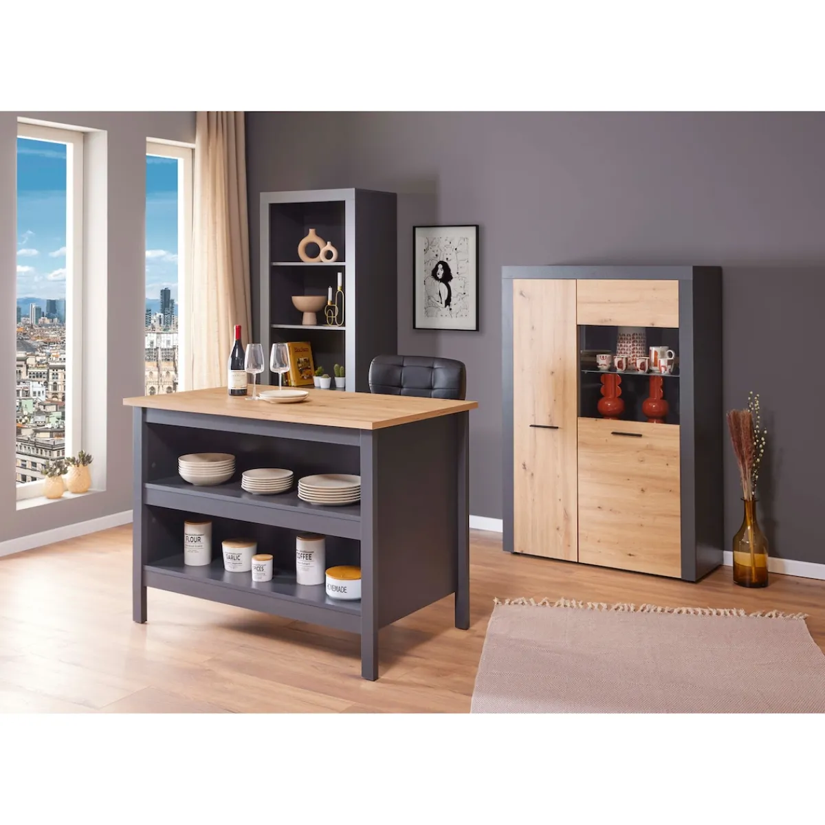 Die moderne Hausfrau Kücheninsel anthrazit