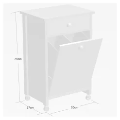 Die moderne Hausfrau Küchenwagen mit Mülltrennsystem Eiche, grau
