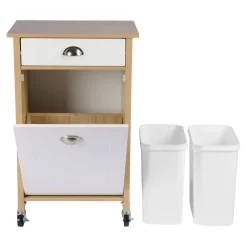 Die moderne Hausfrau Küchenwagen mit Mülltrennsystem Eiche, weiß