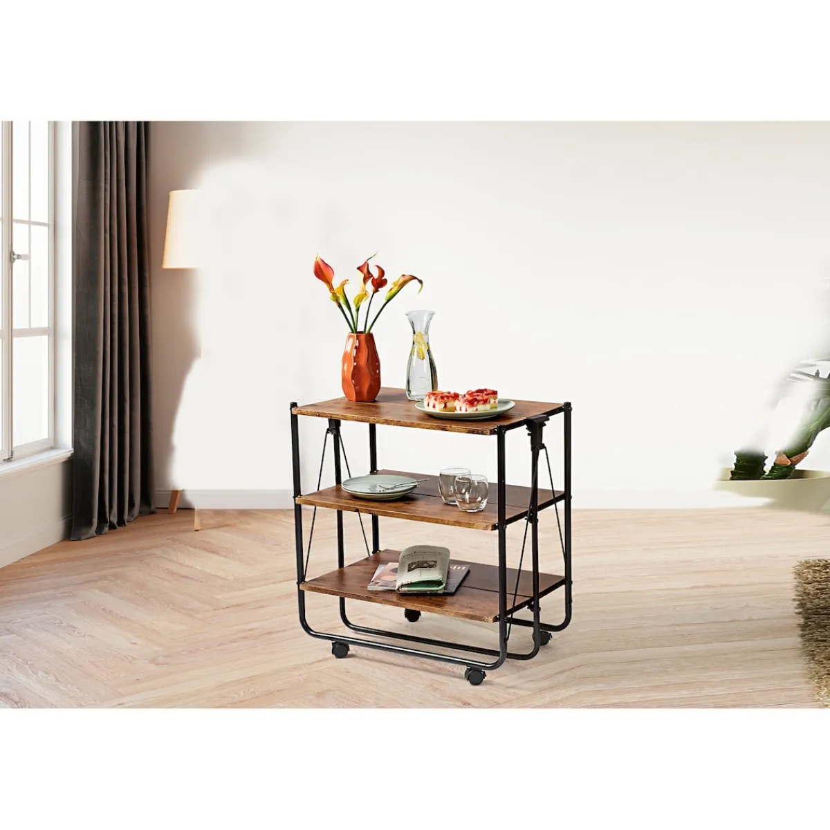 Die moderne Hausfrau Klappbarer Servierwagen "Holzoptik"