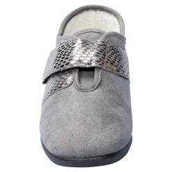 Damen Die moderne Hausfrau Klett-Hausschuh „Hanna“ warm anthrazit