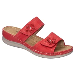 Damen Die moderne Hausfrau Klettpantolette „Annette" rot