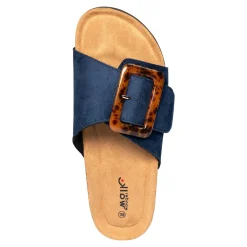 Damen Die moderne Hausfrau Klett-Pantolette „Miriam“ blau