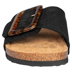 Damen Die moderne Hausfrau Klett-Pantolette „Miriam“ schwarz