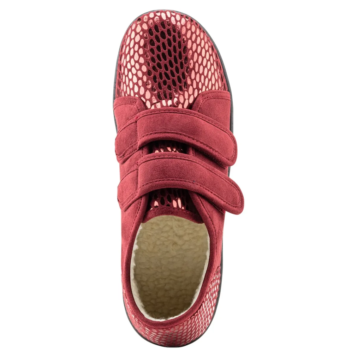 Damen Die moderne Hausfrau Klett-Pantolette "Petra" bordeaux