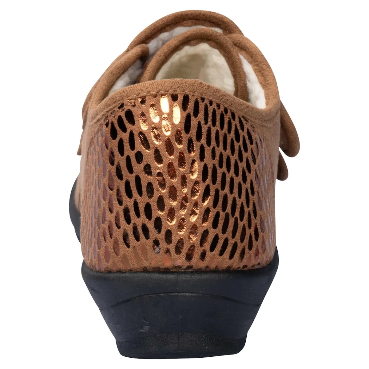 Damen Die moderne Hausfrau Klett-Pantolette "Petra" braun