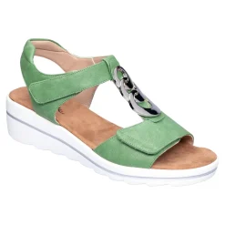 Damen Die moderne Hausfrau Klett-Sandale "Elegant" grün