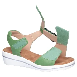 Damen Die moderne Hausfrau Klett-Sandale "Elegant" grün