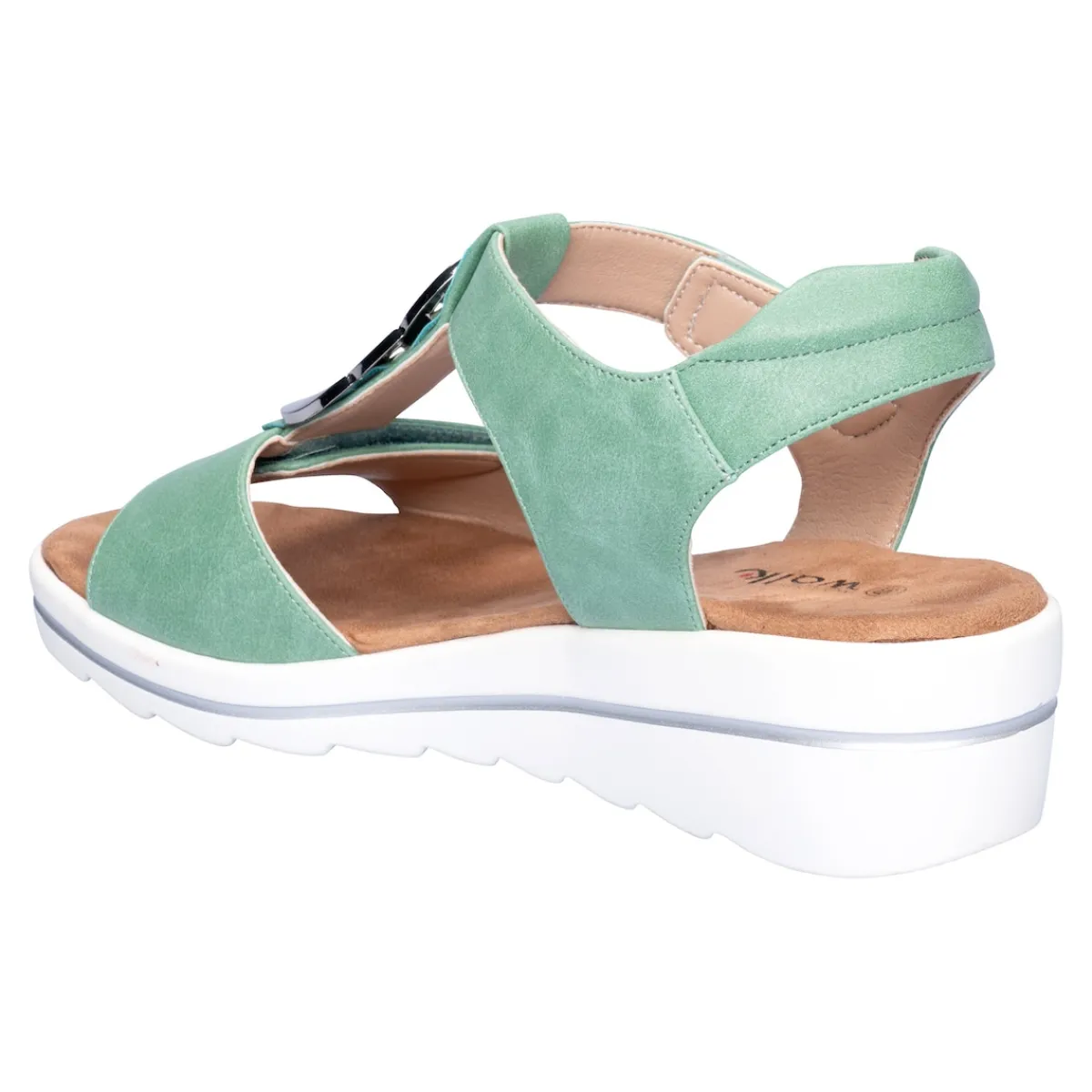 Damen Die moderne Hausfrau Klett-Sandale "Elegant" grün