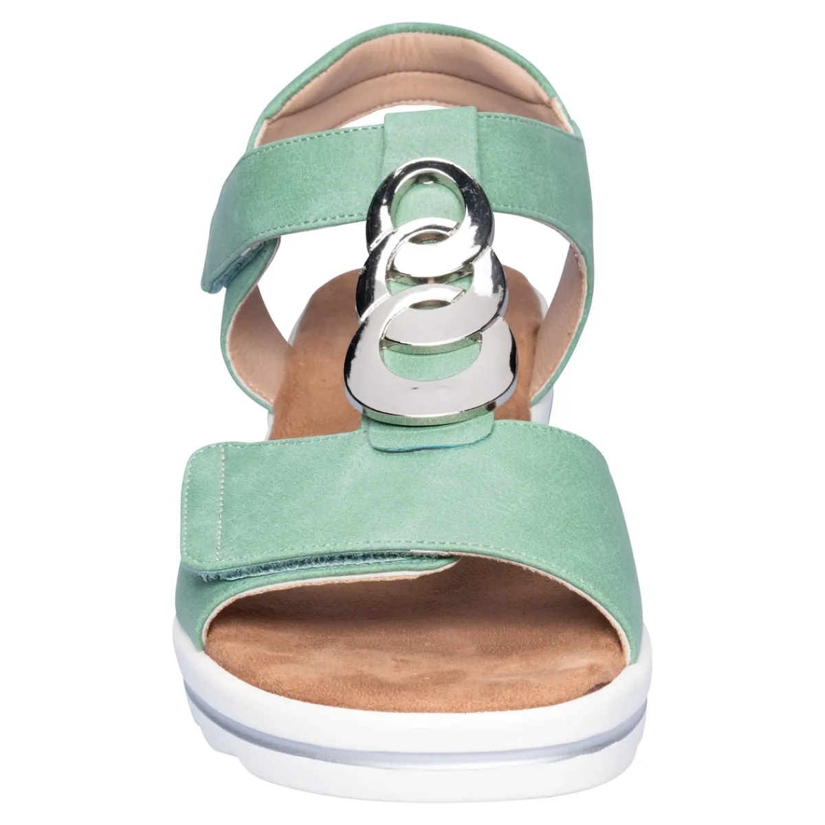 Damen Die moderne Hausfrau Klett-Sandale "Elegant" grün