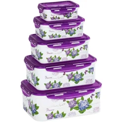 Die moderne Hausfrau Klickdosen-Set "Hortensie", 5 Stück eckig