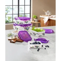 Die moderne Hausfrau Klickdosen-Set "Hortensie", 5 Stück eckig