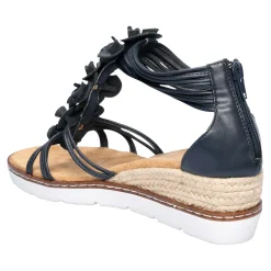 Damen Die moderne Hausfrau Knöchel-Sandalette "Blume" marine