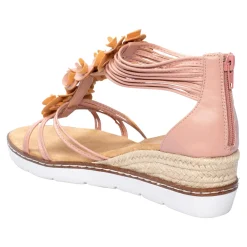 Damen Die moderne Hausfrau Knöchel-Sandalette "Blume" nude