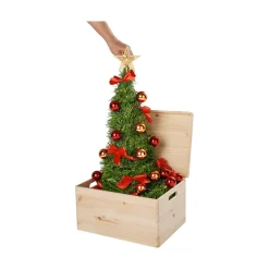 Die moderne Hausfrau Künstlicher Pop-up-Weihnachtsbaum mit LED-Beleuchtung, geschmückt, 90 cm