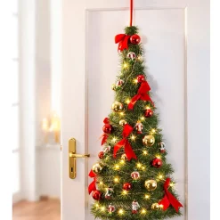 Die moderne Hausfrau Künstlicher Pop-up-Weihnachtsbaum mit LED-Beleuchtung, geschmückt, 90 cm