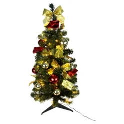 Die moderne Hausfrau Künstlicher Weihnachtsbaum mit LED-Beleuchtung, geschmückt gold