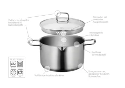 Die moderne Hausfrau Kochtopf, Edelstahl Sanvito 1 x Topf, 1 x Deckel