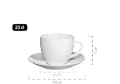 Die moderne Hausfrau Kombiservice, Porzellan BARCA 6 x Speiseteller, 6 x Suppenteller, 6 x Dessertteller, 6 x Kaffeetasse, 6 Kaffeeuntertasse