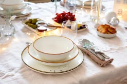 Die moderne Hausfrau Kombiservice, Porzellan Pintar Beige / Braun