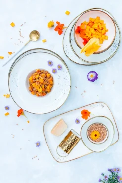 Die moderne Hausfrau Kombiservice, Porzellan Pintar Beige / Braun