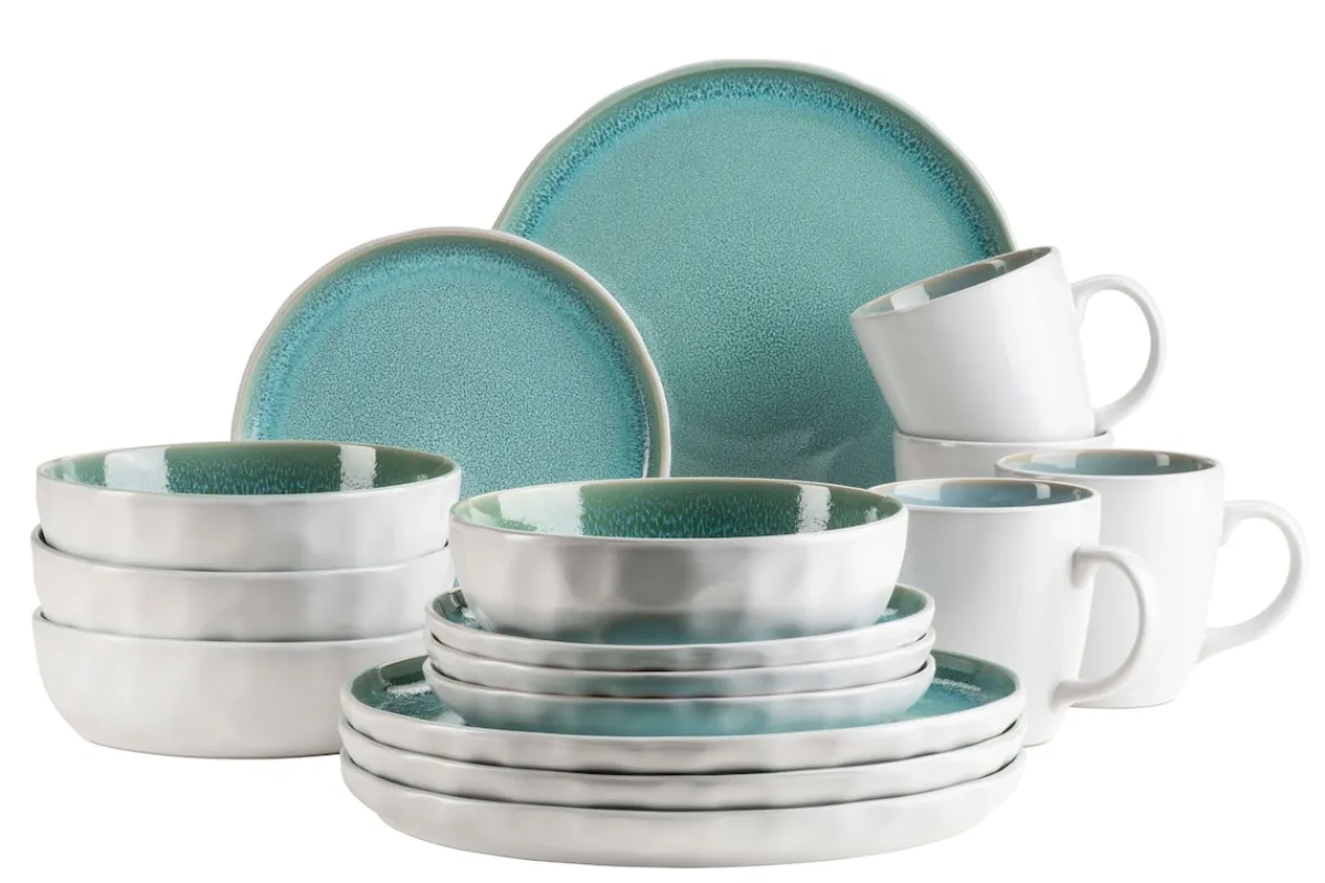 Die moderne Hausfrau Kombiservice, Steinzeug Elea Hellgrün