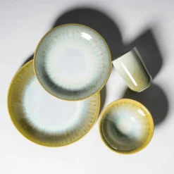 Die moderne Hausfrau Kombiservice, Steinzeug Flussufer blau, grün, weiß