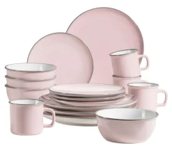 Die moderne Hausfrau Kombiservice, Steinzeug Maila Petrol, Altrosa, Beige, Dunkelblau