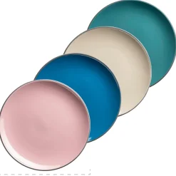 Die moderne Hausfrau Kombiservice, Steinzeug Maila Petrol, Altrosa, Beige, Dunkelblau