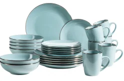 Die moderne Hausfrau Kombiservice, Steinzeug METALLIC RIM Blau