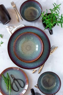 Die moderne Hausfrau Kombiservice, Steinzeug Teona 4 x Speisteller, 4 x Suppenteller, 4 x Dessertteller, 4 x Müslischüssel, 4 x Kaffeebecher