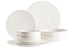 Die moderne Hausfrau Kombiservice, Steinzeug Unico Weiß