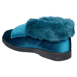 Damen Die moderne Hausfrau Kuschel-Kletthausschuh "Carmen" petrol